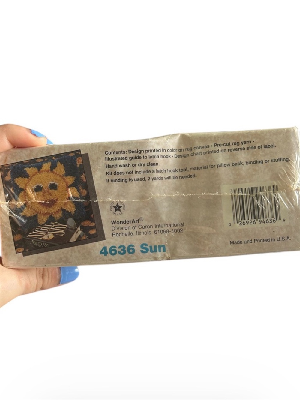 Vintage WonderArt Caron International 12×12 Sun Celestial Latch Hook Kit-NEW - Picture 3 of 4